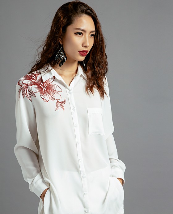 Áo Thêu 3D Kiểu Áo Sơ Mi Oversized Cá Tính | Thời trang thiết kế Hity