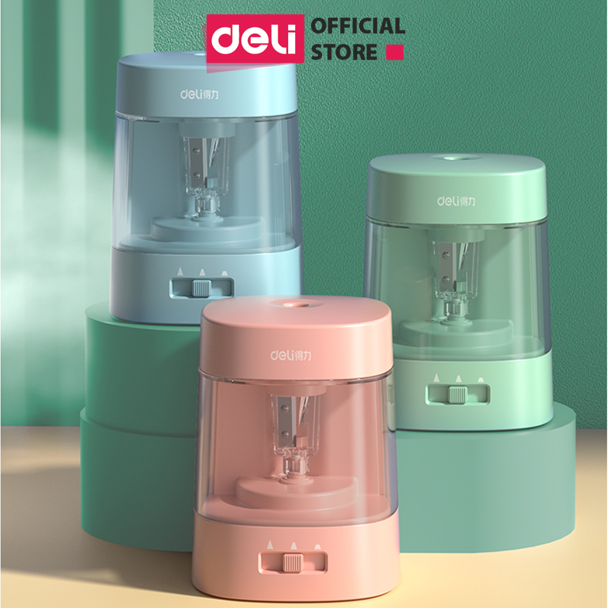 Gọt Bút Chì Điện Tự Động Deli - 1 Chiếc - 502 - Hồng - Chỉnh Ngòi
