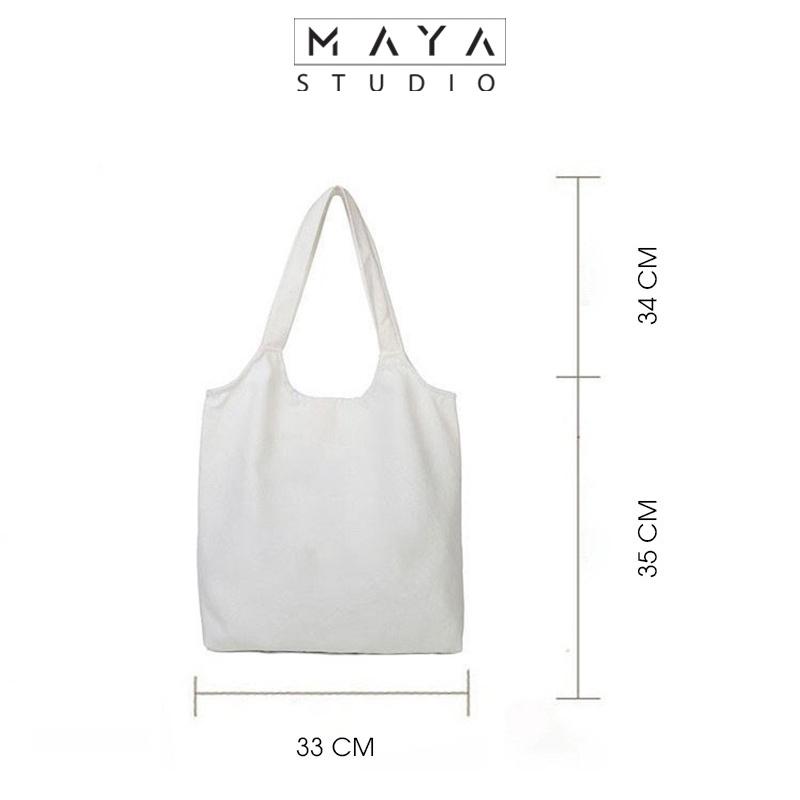 Túi tote BẦU MAYA vải Canvas uzzang mẫu HOẠT HÌNH dễ thương phù hợp cho các bạn gái