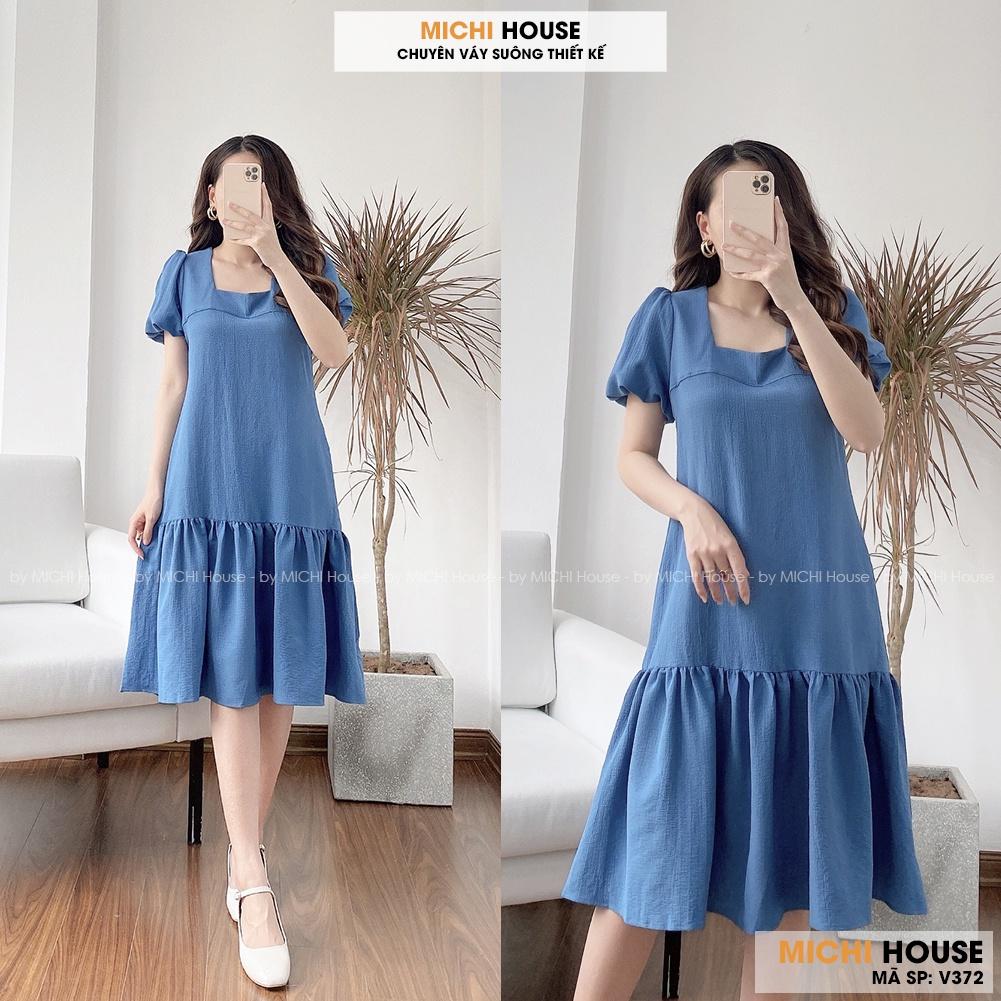 Đầm Suông Đuôi Cá Cổ Vuông MICHI House V372 Váy Chất Xốp Mát Dáng Xuông Dễ Mặc Xinh
