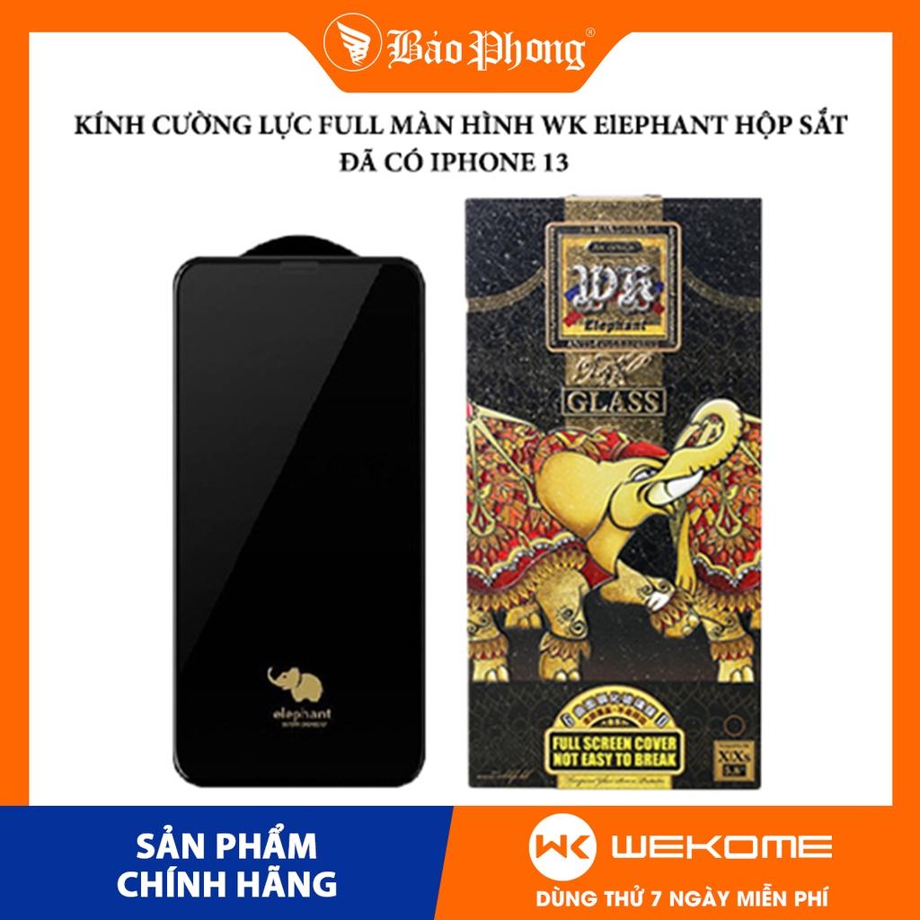 Kính cường lực con Voi iPhone WK Elephant 3D hộp sắt , không hộp trần dán full dành cho IP 6 Plus 7 8 X XS Max 11 12 Hàng Chính Hãng