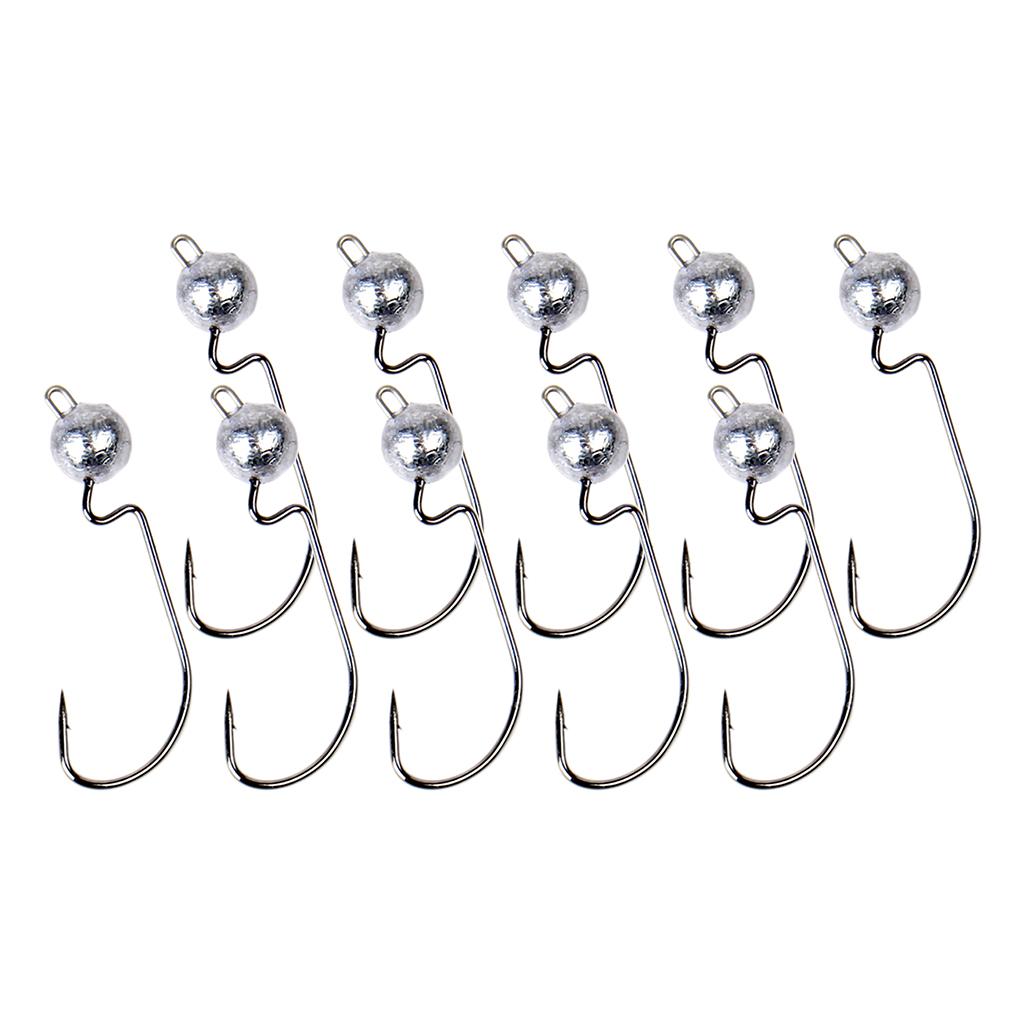 10pcs Weighted Fishing Hooks Crank Hook with Lead for Swimbaits 3.5g