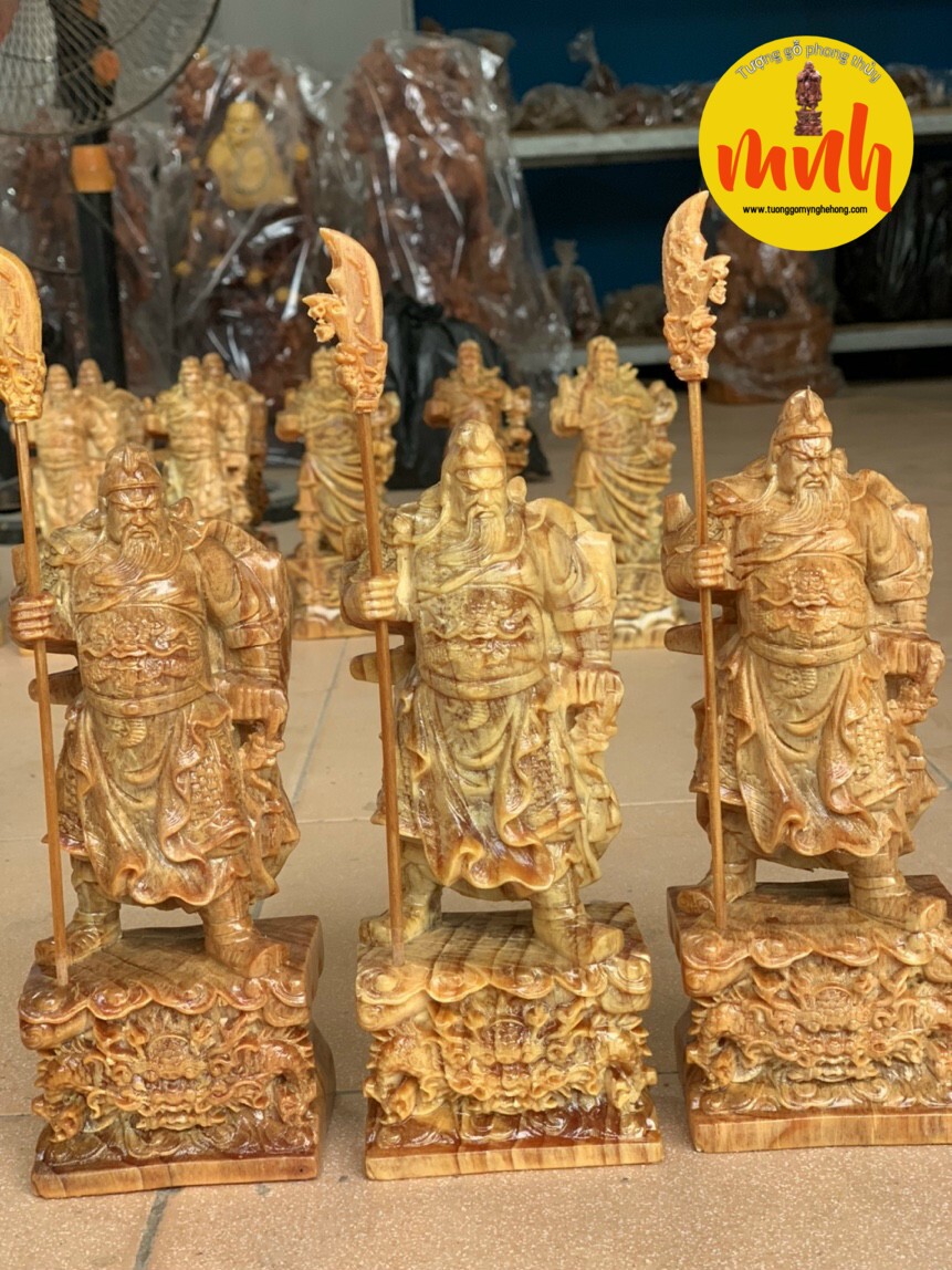 Tượng Quan Công Trấn Ải Mini Gỗ Huyết Long Mọng Dầu Kích thước Cao 20cm