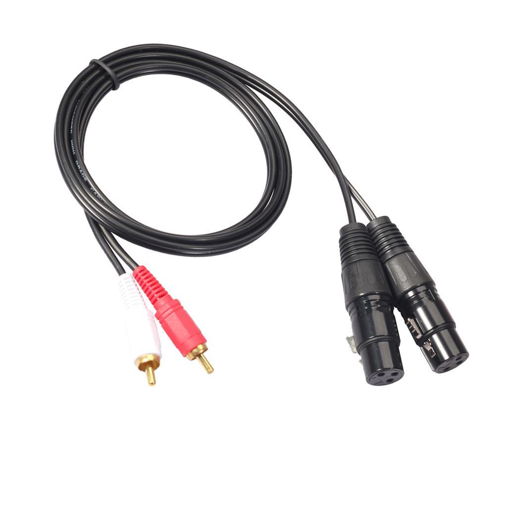 4.9ft XLR Female to RCA Male Cable, Gold Plated 2 RCA Male to 2 XLR Female
