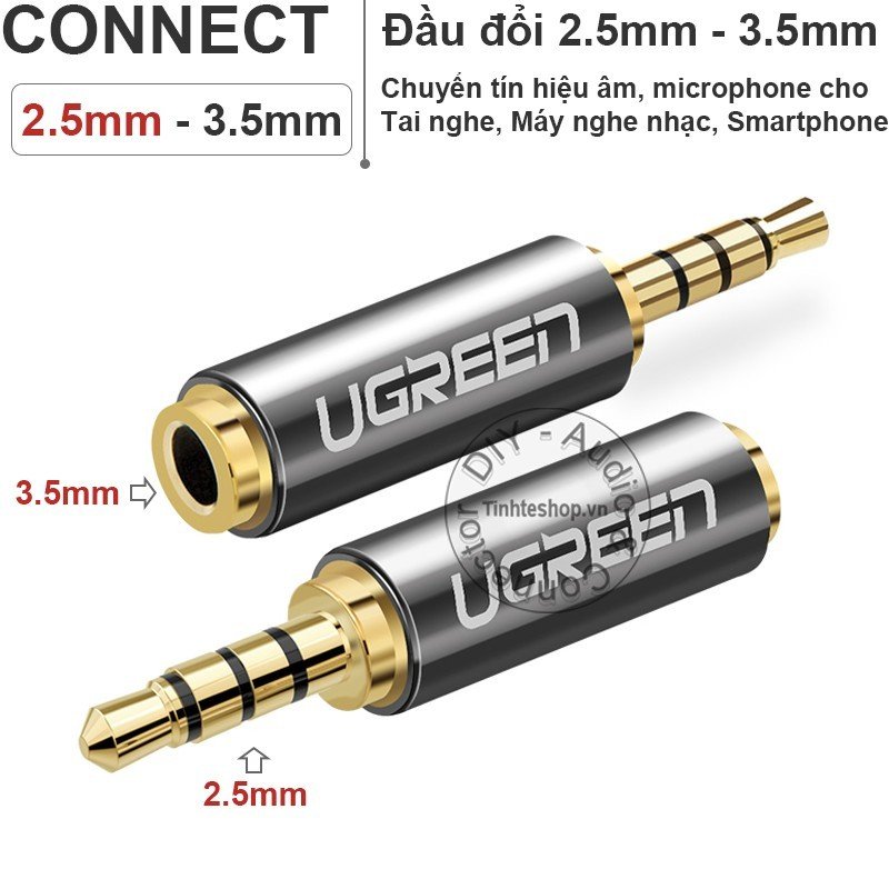 Jack chuyển 2.5 đực sang 3.5 cái nhân đồng mạ vàng 1 chiếc - 2.5mm Male to 3.5mm Female stereo Jack Adapter with 24K gold plated copper