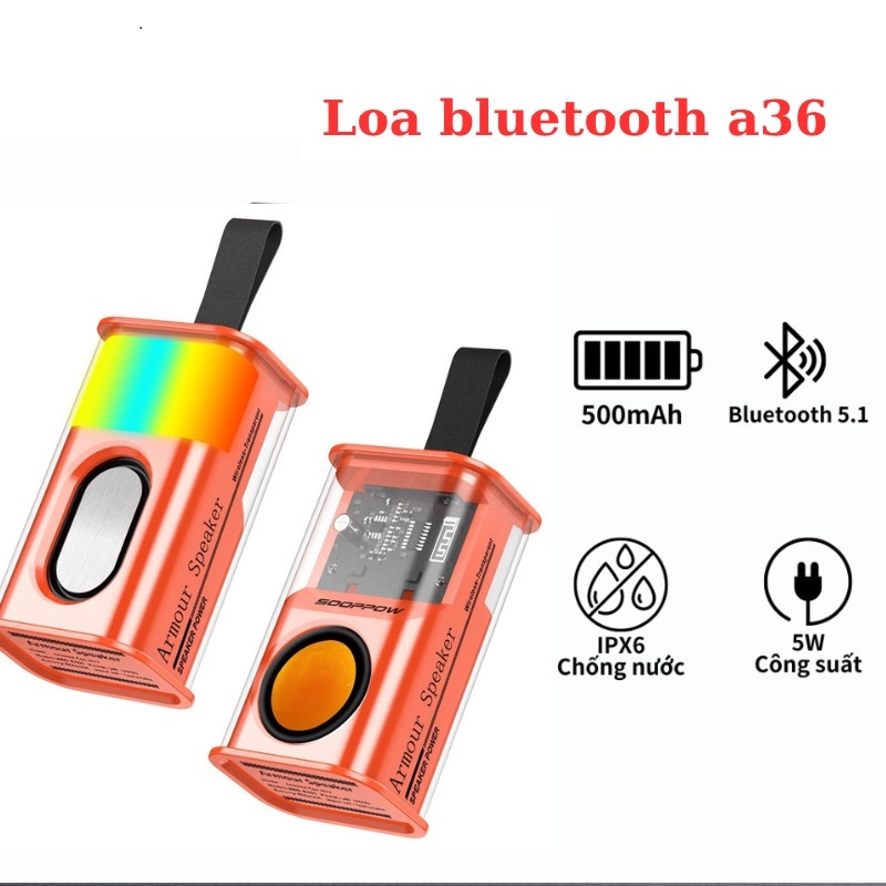 Loa Bluetooth Trong Suốt Có Đèn, PeterHot A36 không dây 5W - JL
