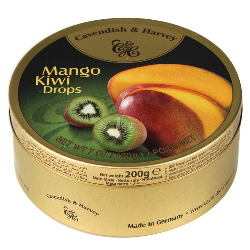 Kẹo trái cây Cavendish & Harvey vị Mango & Kiwi Drops hộp 200gr