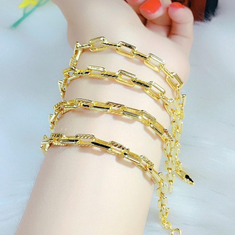 Lắc tay mắc xích vuông mạ vàng 18k siêu đẹp LV38