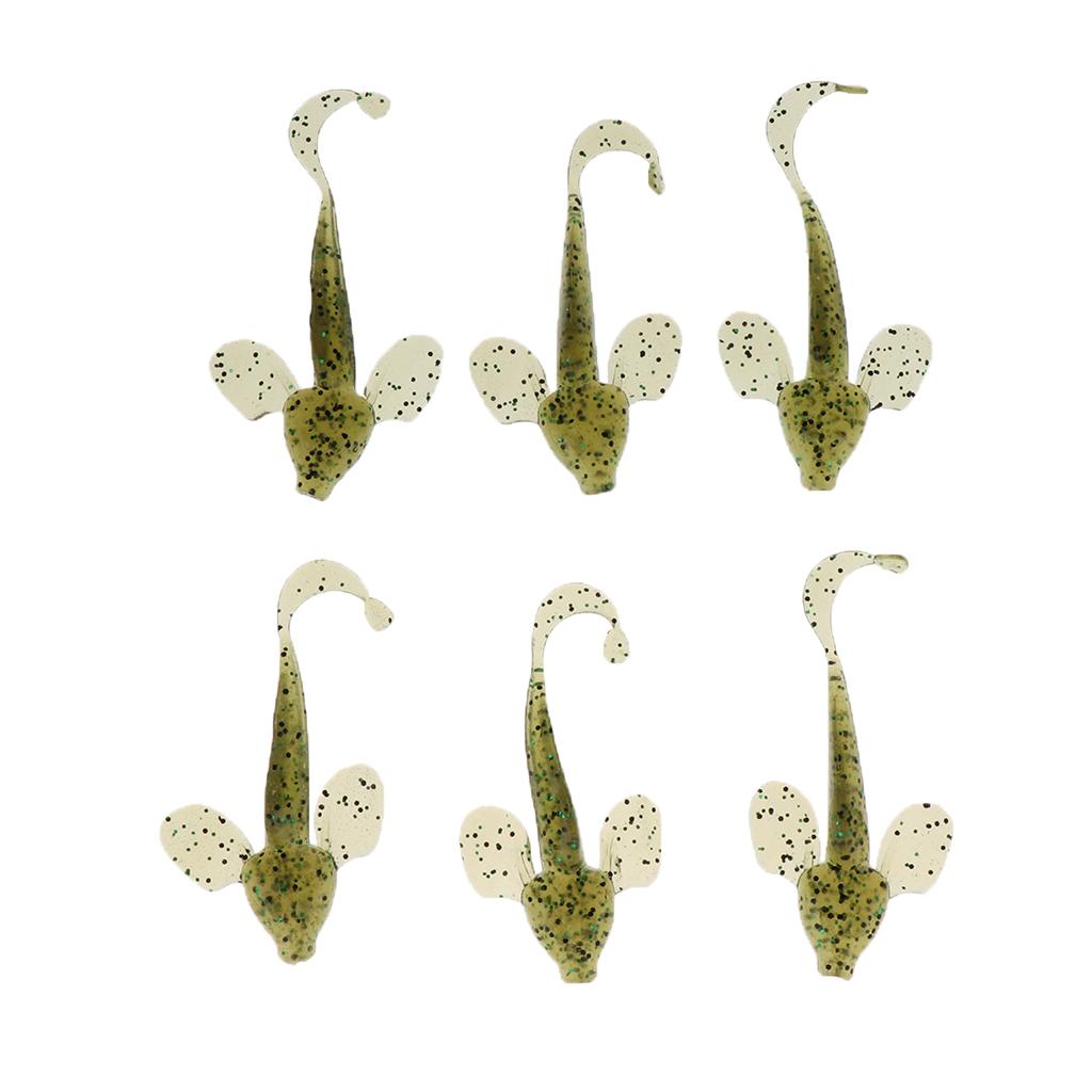 6x Plastic Fishing Lure Grub Worm Soft Bait for Bass Perch