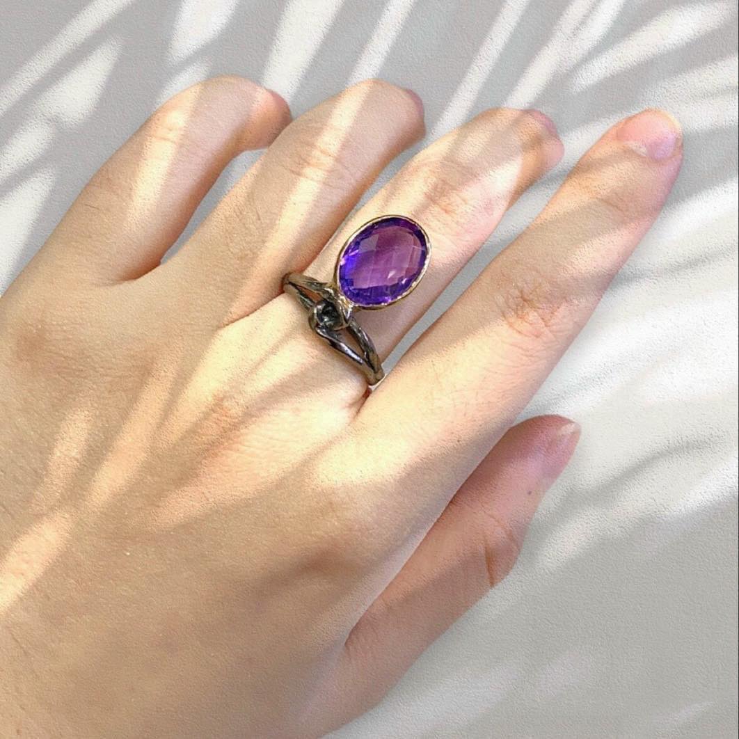 Nhẫn thiết kế đính đá Amethyst – Turkish Handcrafted