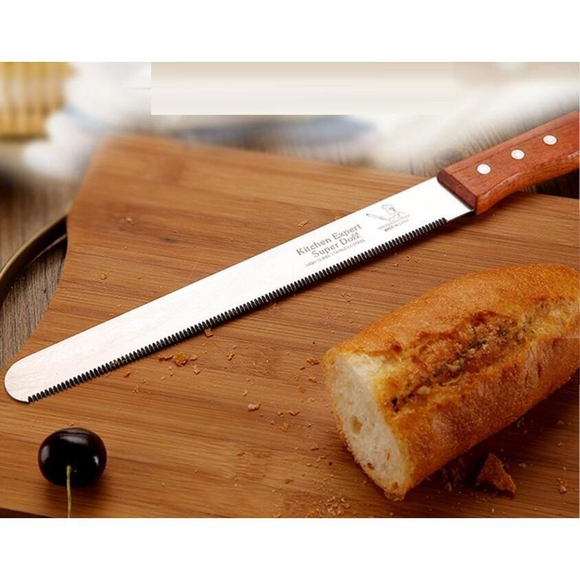 Dao Cắt Bánh Mì Tay Cầm Gỗ Lưỡi 25cm