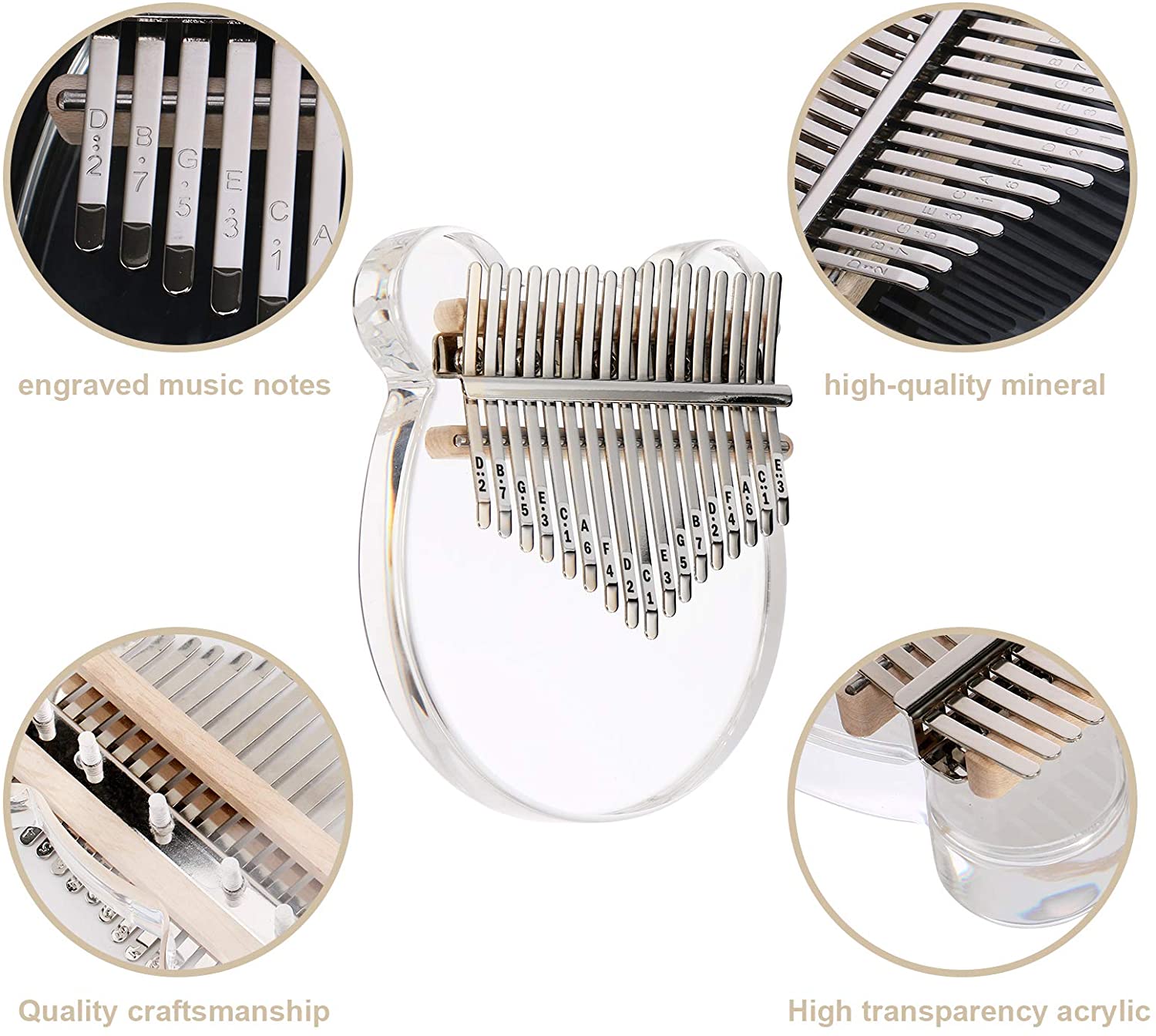 Đàn kalimba 17 phím trong suốt gấu FIONA-M17