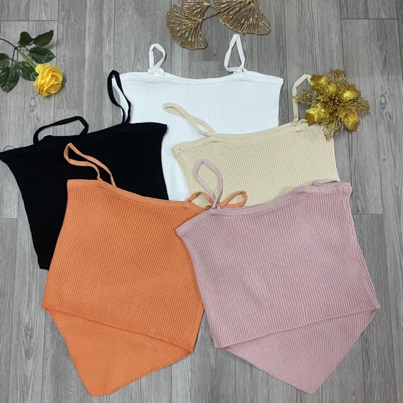 Áo 2s 2 dây nữ chất len dệt kim Quảng Châu kiểu vạt tam giác