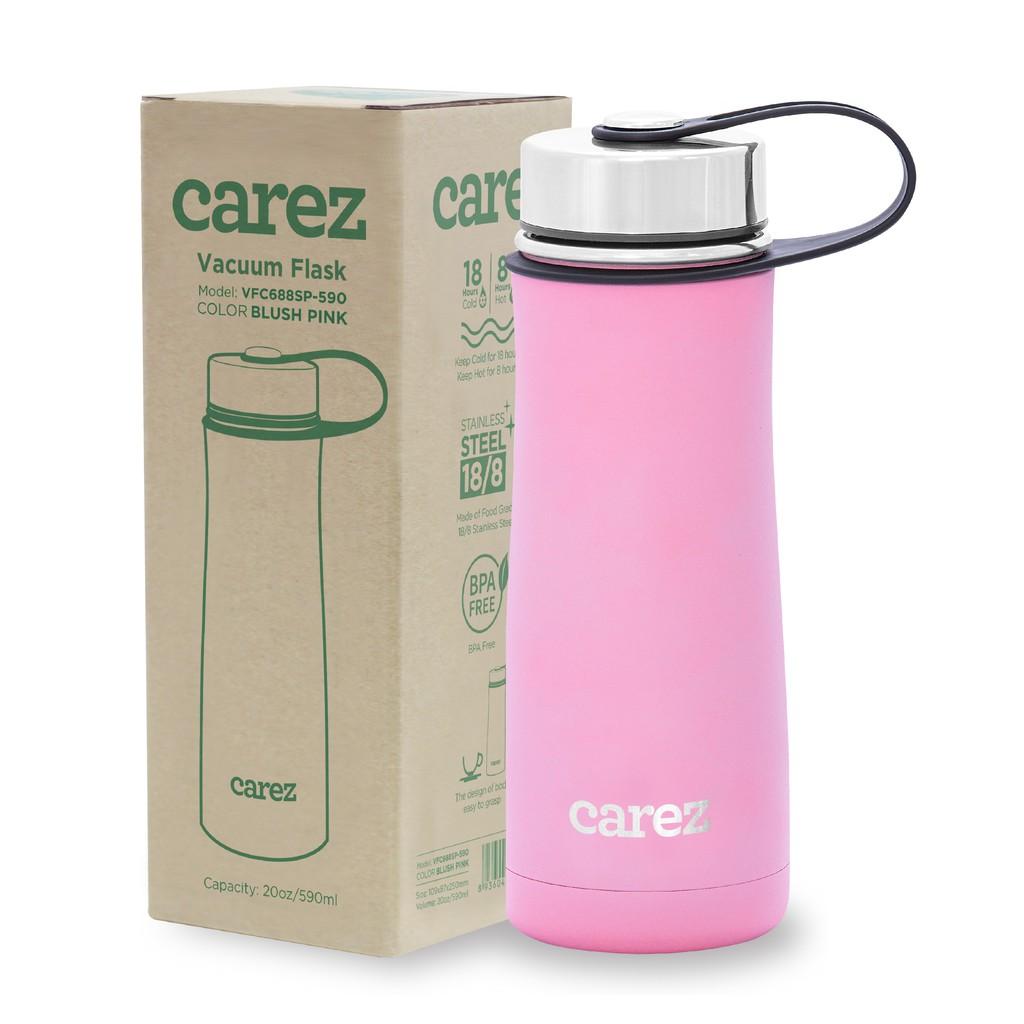 Bình giữ nhiệt thể thao CAREZ VFC688SP-590ML, Inox 304, Không chứa BPA màu hồng san hô trẻ trung, Hàng chính hãng