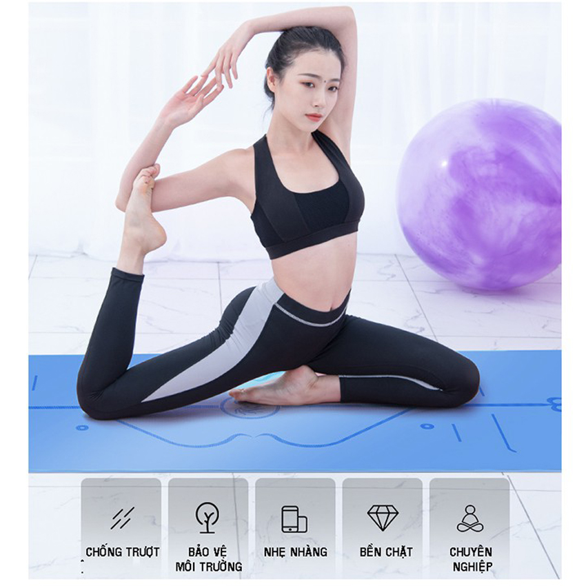 [TẶNG TÚI + DÂY ĐEO] Thảm Tập Yoga  8MM 2 Lớp Định Tuyến Cao Cấp - YOGA QG, Màu Sắc Đa Dạng, Không Kích Ứng Da, Chất Liệu Cao Su Tự Nhiên, Thấm Hút Mồ Hôi, Đàn Hồi Tốt, Dễ Lau Chùi, Thân Thiện Môi Trường - Hàng Chính Hãng