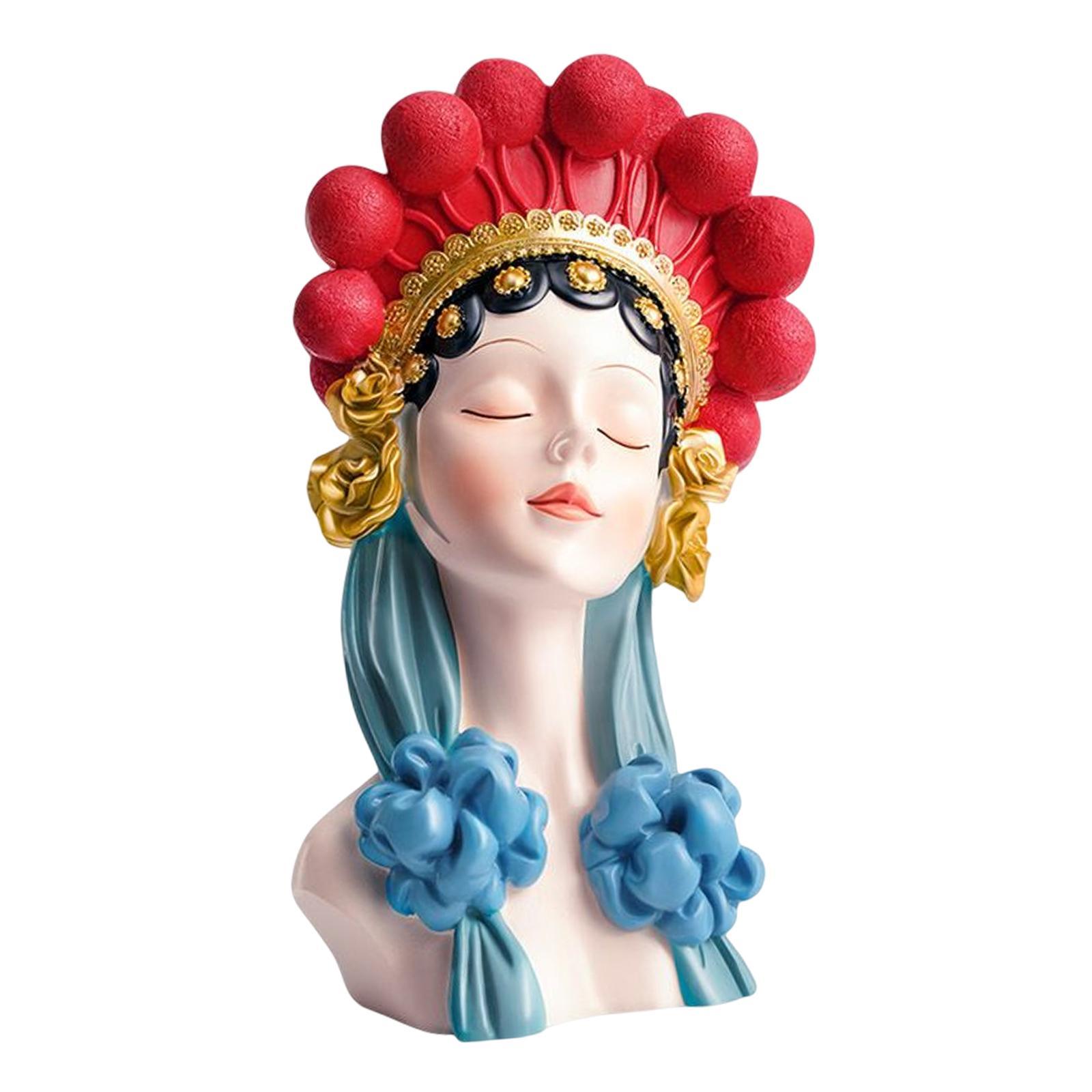 Opera Girls Statue Ornament Handicraft Resin Craft Chinese Traditional Girls Figurine for Office Desktop Bedroom Cabinet Decor