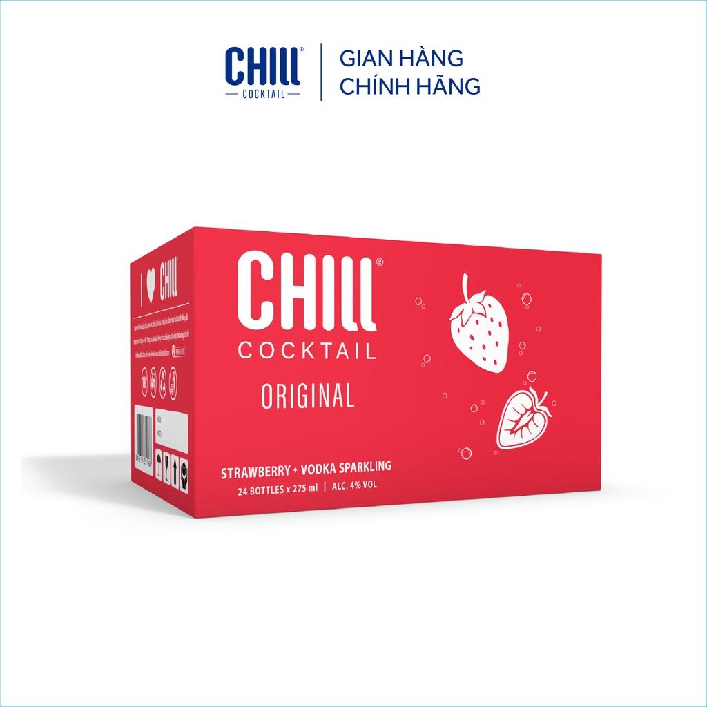 Thùng 24 chai Chill Cocktail vị Strawberry Vodka Sparkling 275ml/chai