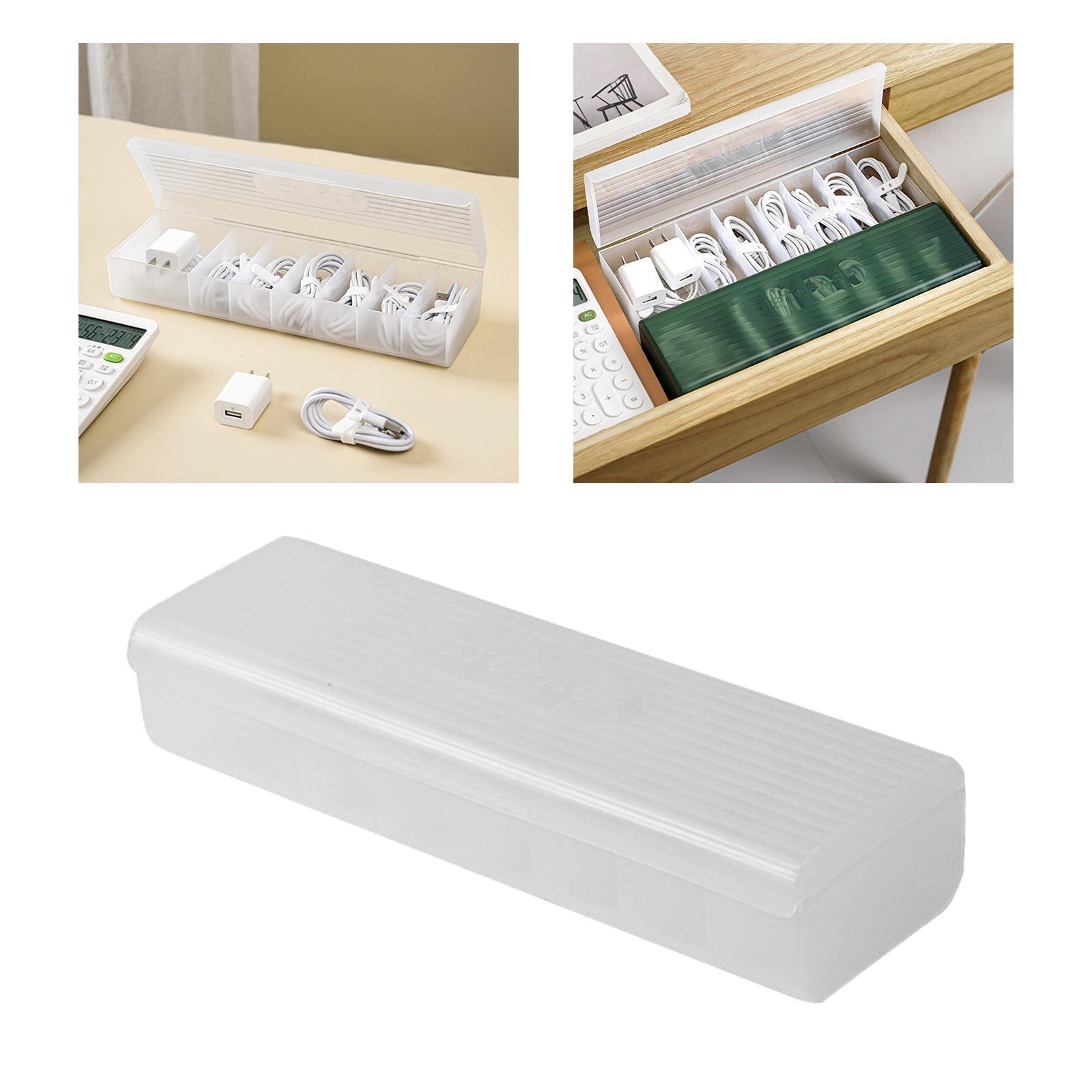 2x Charge Cable Management, Cable Cord Storage Box, Portable with Lid, Desktop