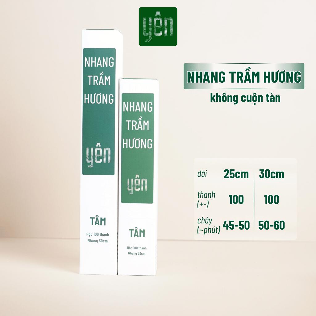 Nhang Trầm Hương Yên Loại Tâm 23-30cm Hộp 100 thanh Sạch Tự Nhiên Ít Khói Dùng Thờ Cúng Xông Thơm - Nhang Trầm 30cm