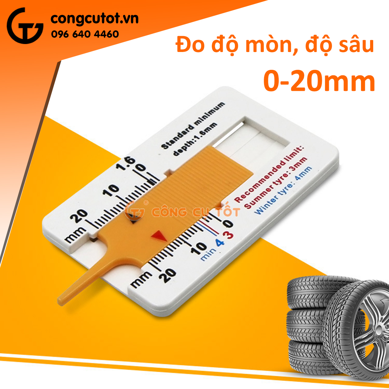 Thước đo độ mòn lốp xe 0-20mm