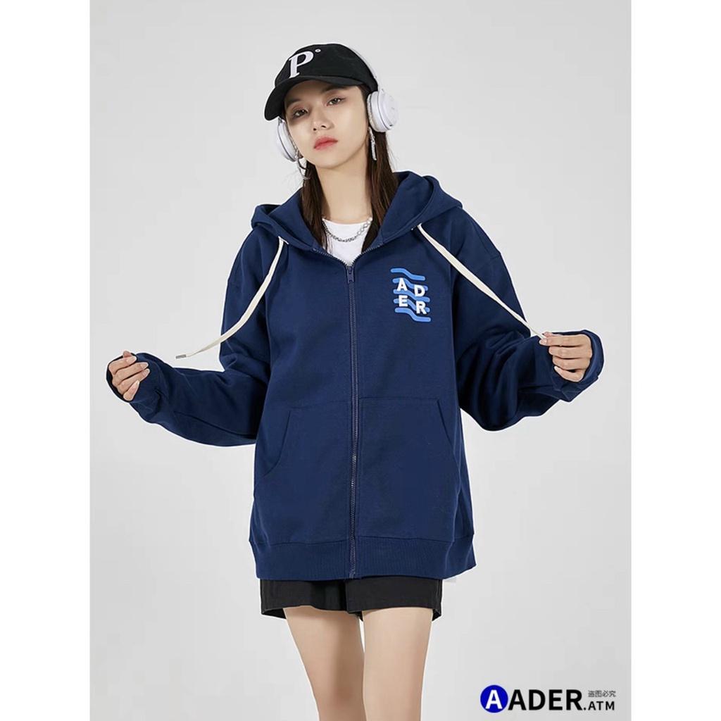 Áo Khoác Hoodie Nữ Dây Kéo Họa Tiết Chữ Thêu ADER Chất Nỉ Mềm Mịn Mẫu Mới Kgia fashion