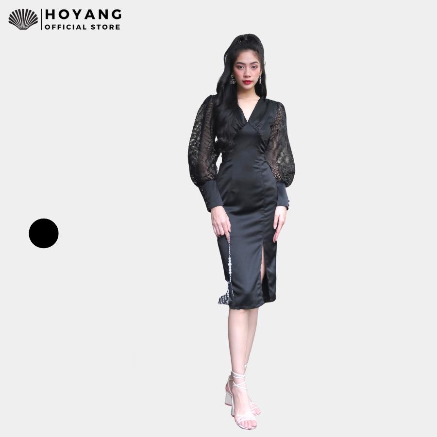 Đầm Lụa Body Tay Lưới Phồng Sang Chảnh HOYANG DHY18