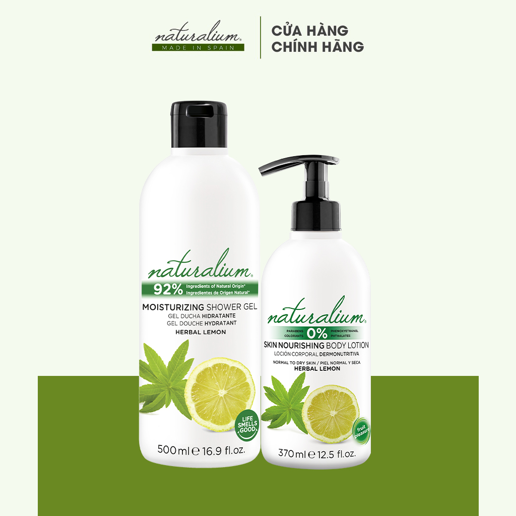 Combo sữa tắm dưỡng ẩm & sữa dưỡng thể Naturalium chuyên dùng cho da nhạy cảm, da mụn & viêm da cơ địa