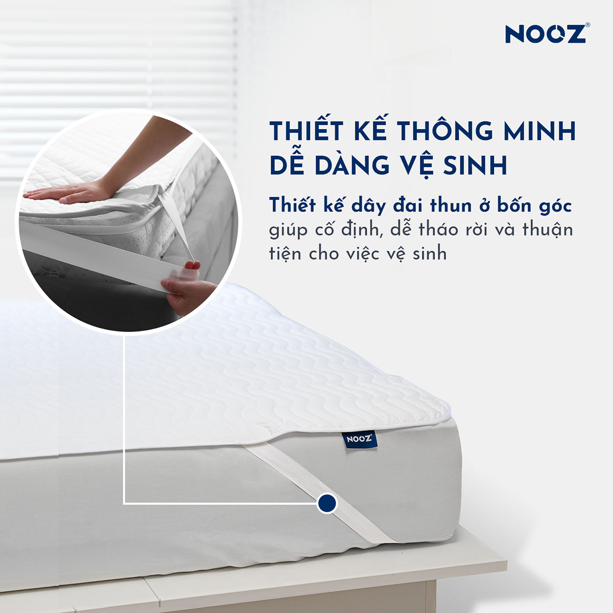 Tấm Lót Bảo Vệ Nệm (Mattress Protector) NOOZ Home Goods Chống Thấm Tuyệt Đối Bề Mặt Kháng Khuẩn Không Gây Kích Ứng Da