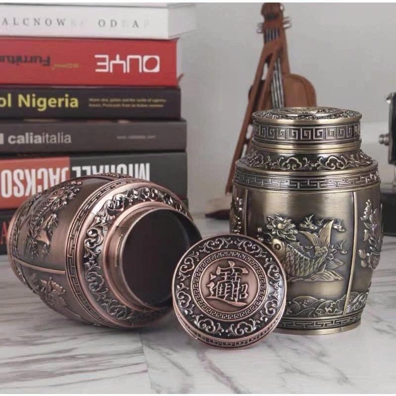 hộp đựng chè và đựng tăm hoàng gia,lọ đựng trà đồng hình bầu cao cấp