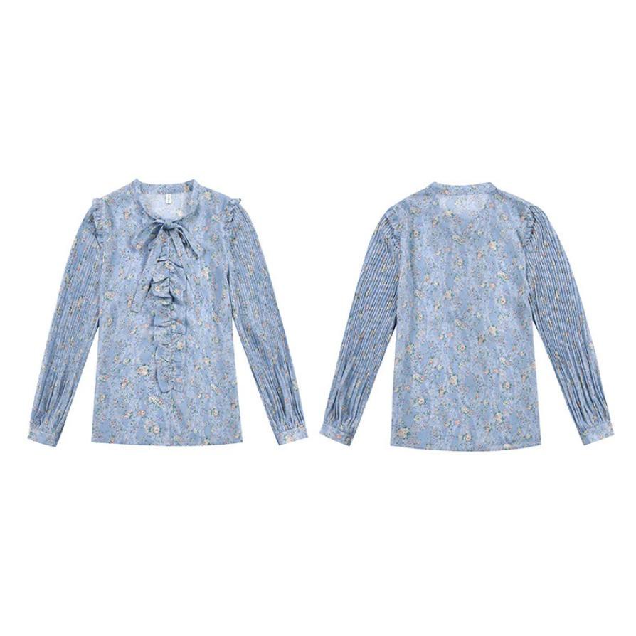 Áo hoa nhí thắt nơ tay dài cao cấp  GD02-0121