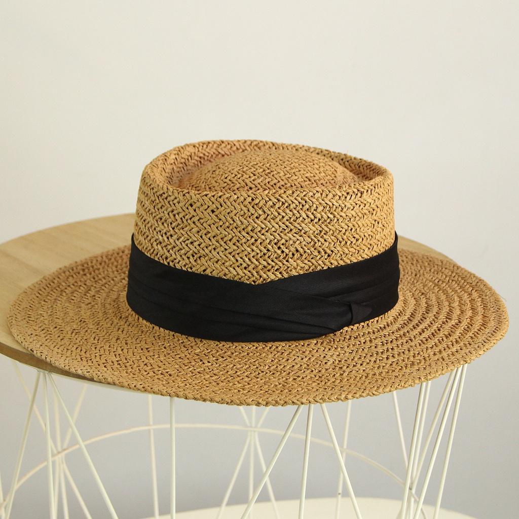 Mũ nón cói đi biển nữ vành rộng du lịch gắn ruy băng thời trang cao cấp - TB24
