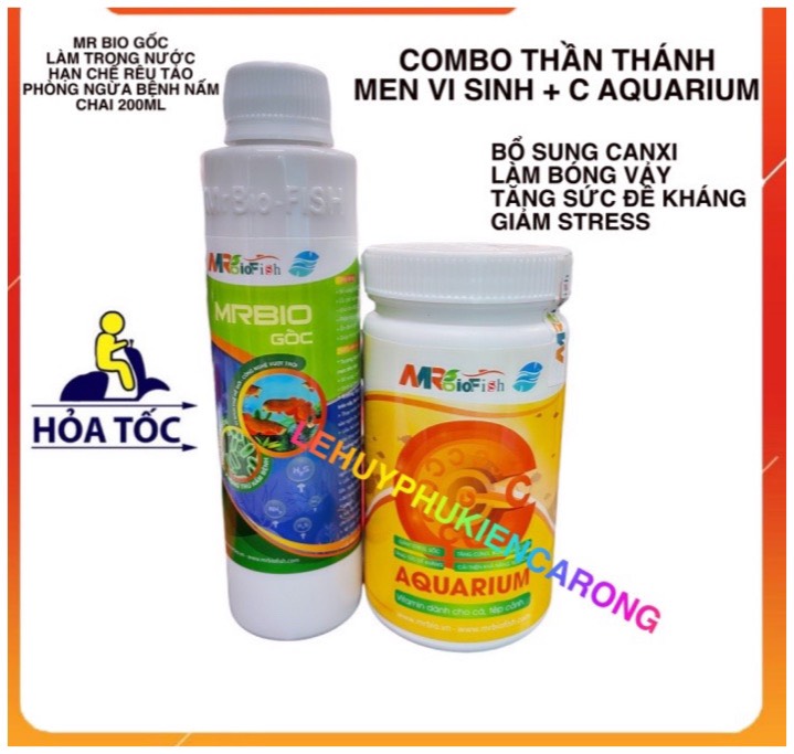 Combo Men Vi Sinh Bể Cá Mr Bio Gốc và Vitamin C - Aquarium Bộ Đôi Hoàn Hảo Cho Hồ Cá Của Bạn
