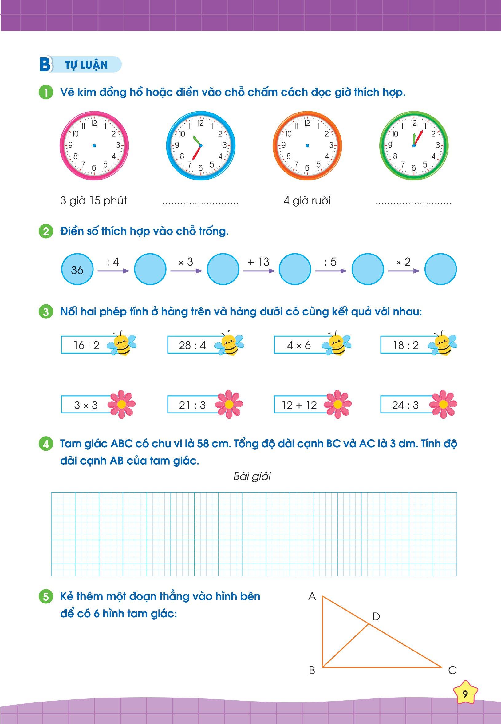 Phiếu Bài Tập Cuối Tuần Toán 3