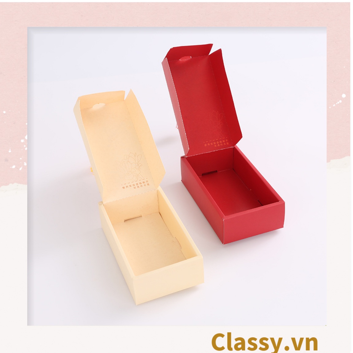 Q904 - - Hộp giấy cổ điển bằng giấy tự gấp đựng quà tặng kèm ruy băng