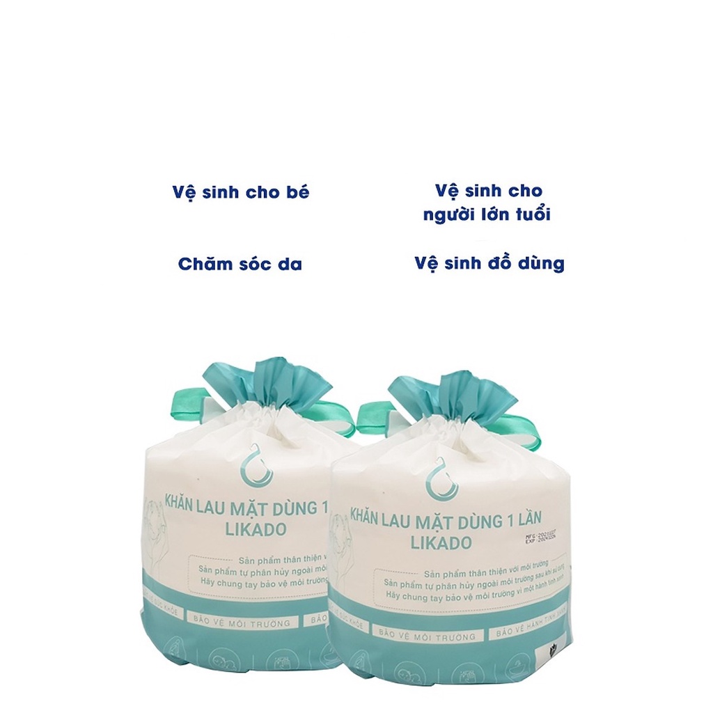 Combo 4 túi khăn lau mặt dùng một lần Likado, 50 tờ ×4