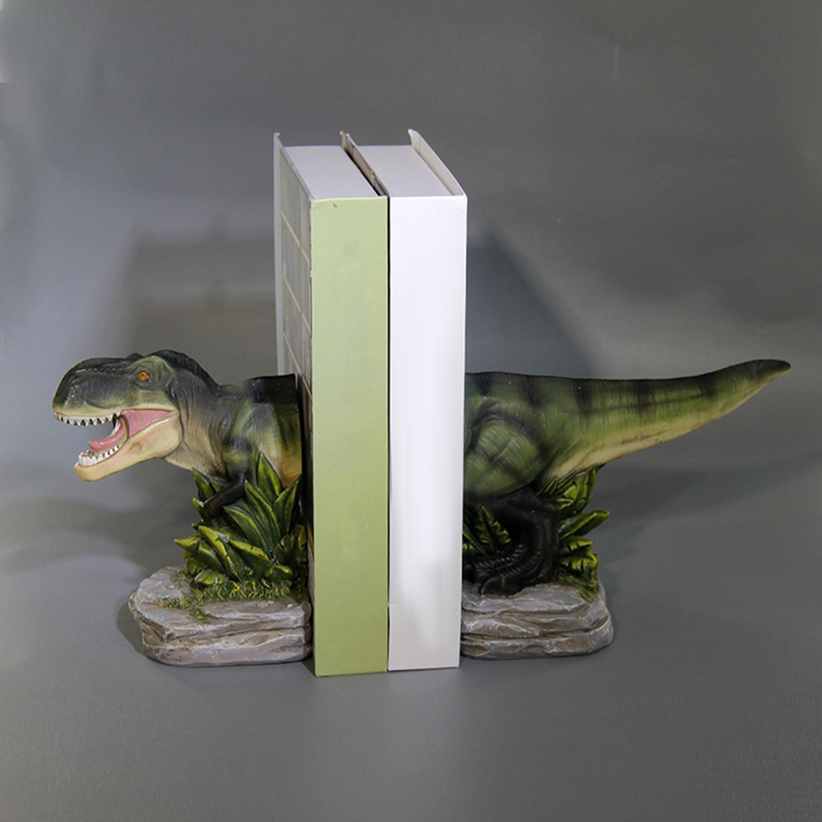 Dinosaur Statue Bookend Figurine Animal Sculpture for Shelf Living Room
