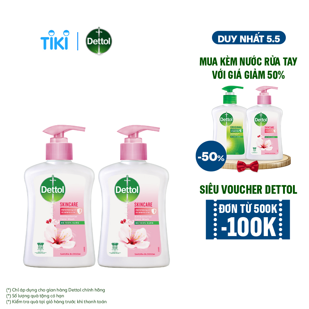 Combo 2 chai nước rửa tay Dettol kháng khuẩn dưỡng da - Chai 250g