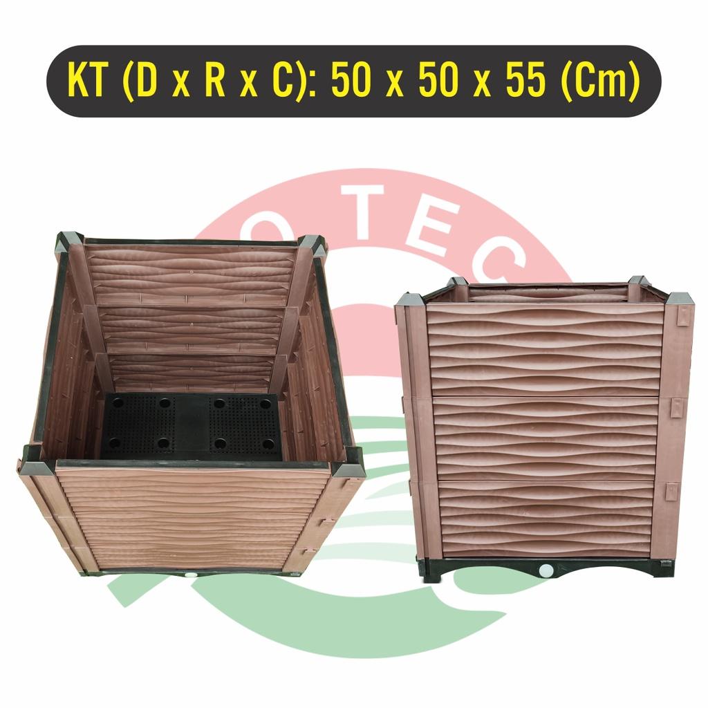 Chậu ghép trồng rau, hoa KT 50x50x55 cm: Sang trọng - Hiệu quả - Độ bền cao - Thiết kế đáy thoát nước chống ngập úng khi mưa dài ngày