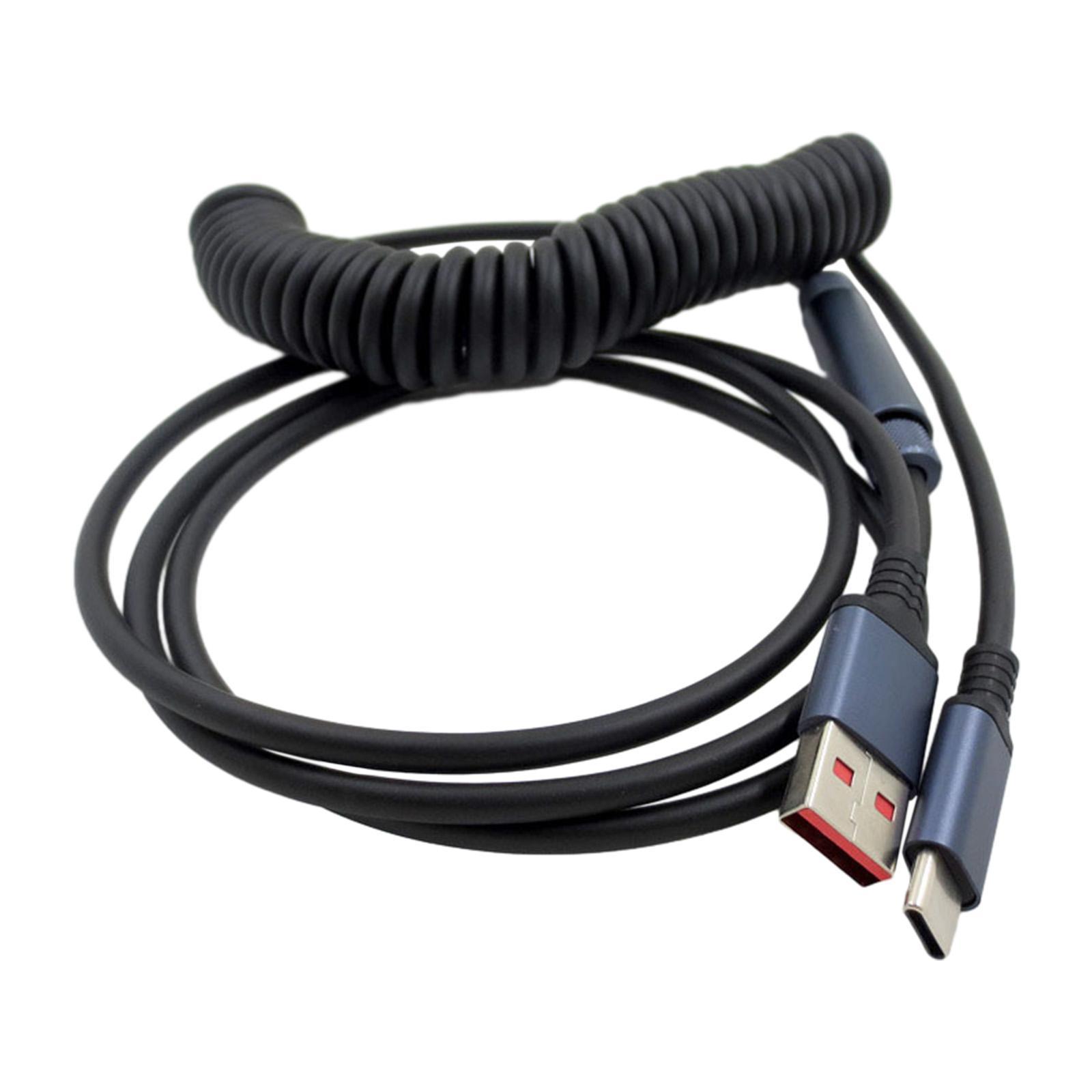 Coiled USB C Cable USB Type C to A Professional Flexible 1.4M Keyboard Cable Stretchable for Mechanical Keyboard Smartphones