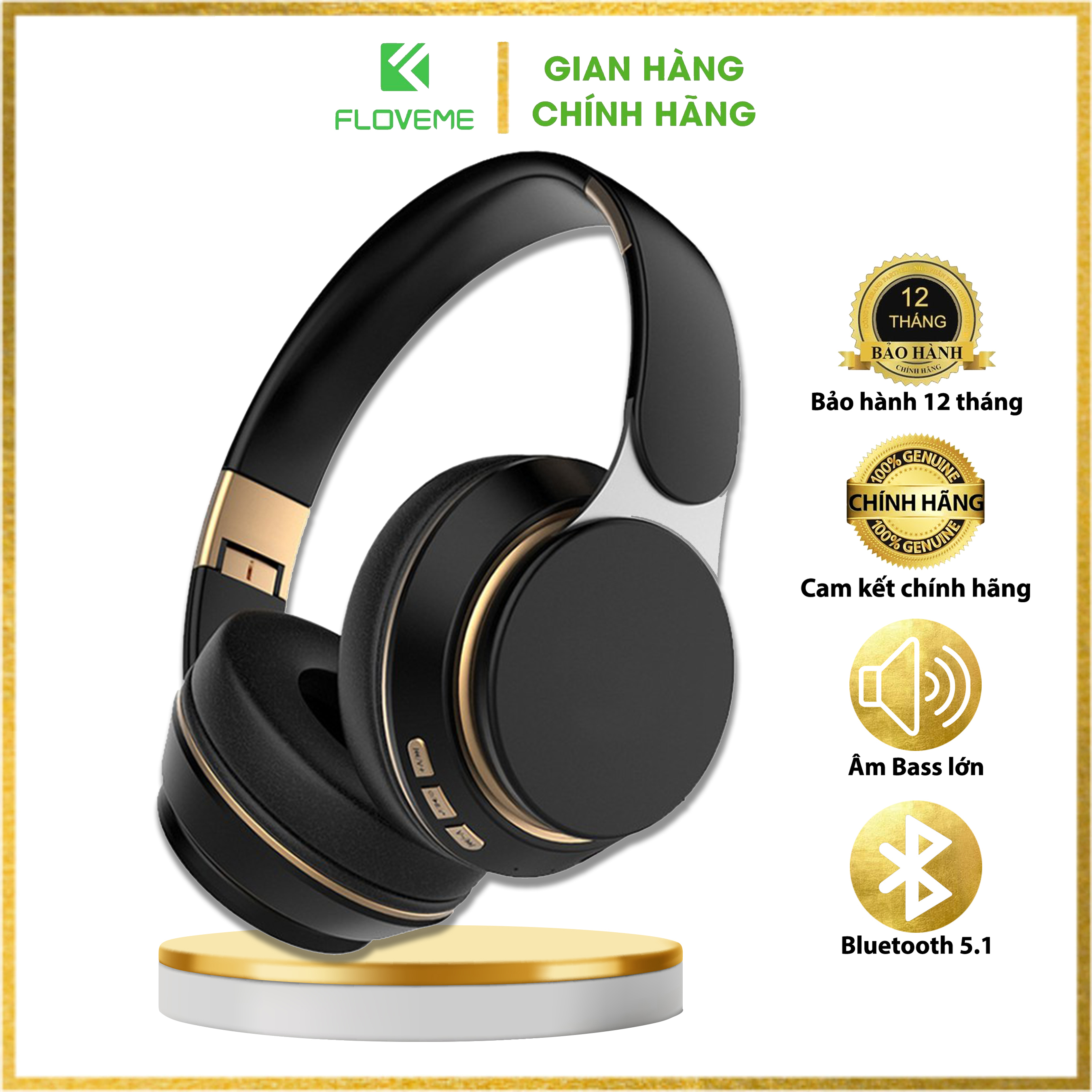 Tai nghe chụp tai Bluetooth FLOVEME B07 - Thiết kế thời trang và tinh tế - Âm thanh HIFI đầy sống động - Độ trễ thấp - Hàng chính hãng