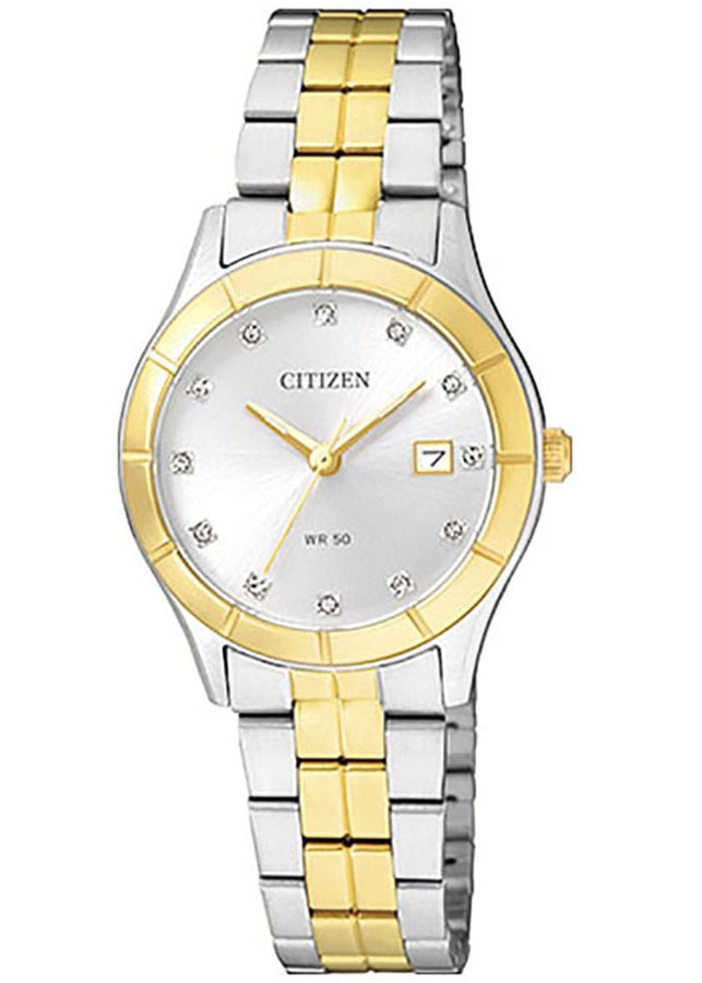 Đồng Hồ Nữ Citizen Đính Đá Swarovski Dây Thép Không Gỉ EU6044-51A - Mặt Trắng