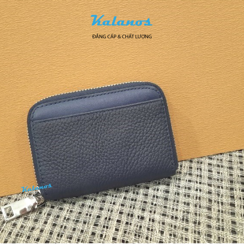 Ví card mini da bò cao cấp Kalanos KBN550-Navy, ví nhỏ đựng thẻ màu xanh Navy