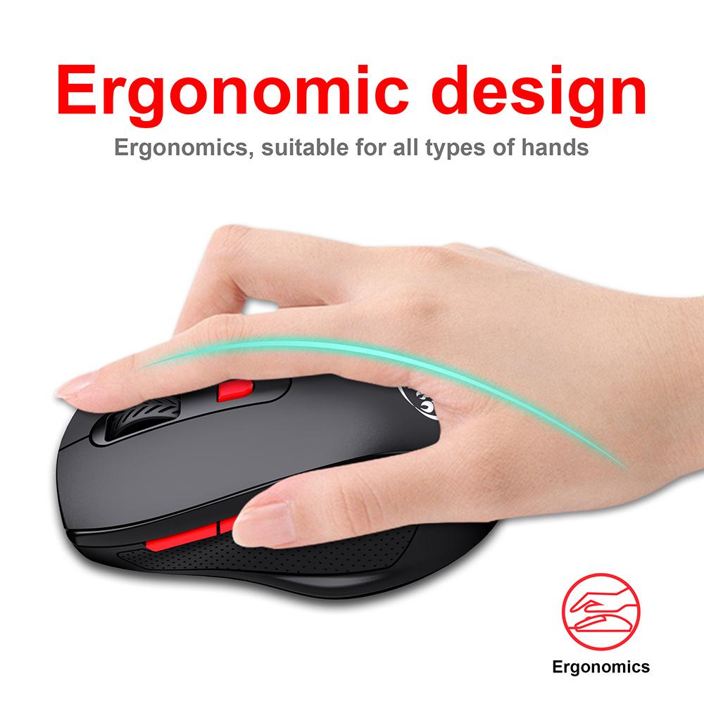 HXSJ T67 BT3.0/BT5.0 Wireless Mouse 6 Keys Mute Office Gaming Mouse Ergonomic Mice with 3-level Adjustable DPI for PC