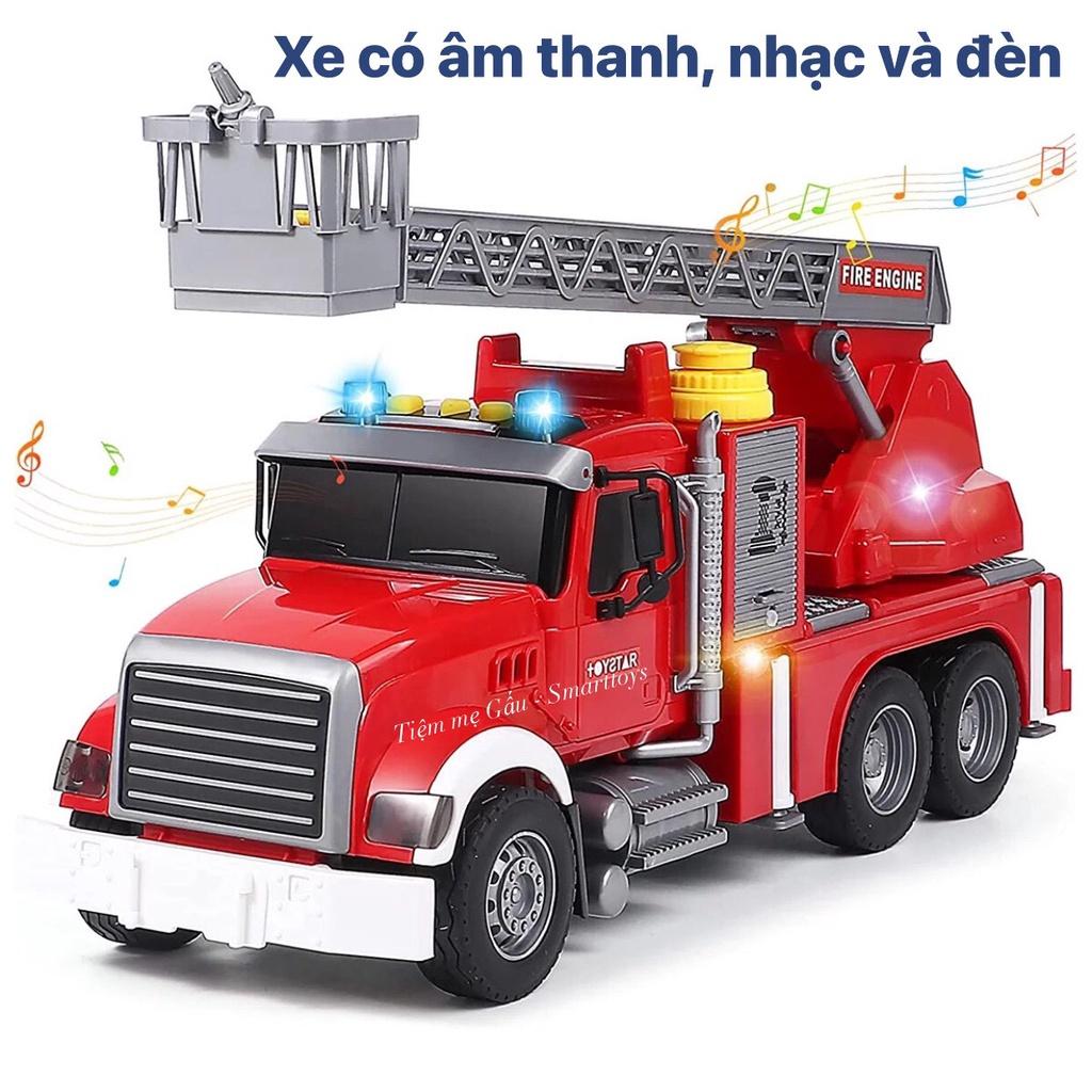 HÀNG LOẠI 1 CAO CẤP ĐỒ CHƠI XE THANG CỨU HỎA CỠ ĐẠI FIRE TRUCK TOYSTAR CÓ ĐÈN, ÂM THANH, PHUN NƯỚC NHƯ THẬT