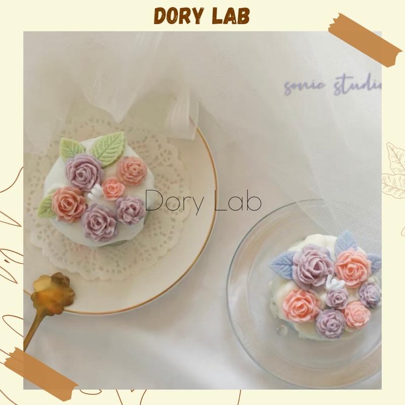 Nến Thơm Bánh Kem Hoa Hồng Handmade Không Khói, Quà Tặng Độc Đáo - Dory Lab