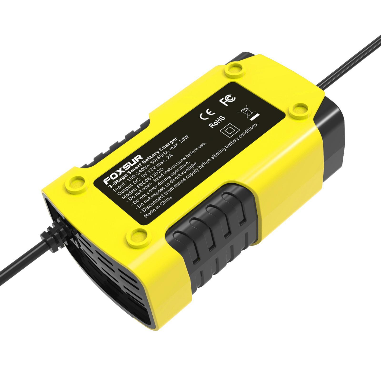 Battery Charger 6V 12V Trickle Charger LCD Display for Motorbike Euplug
