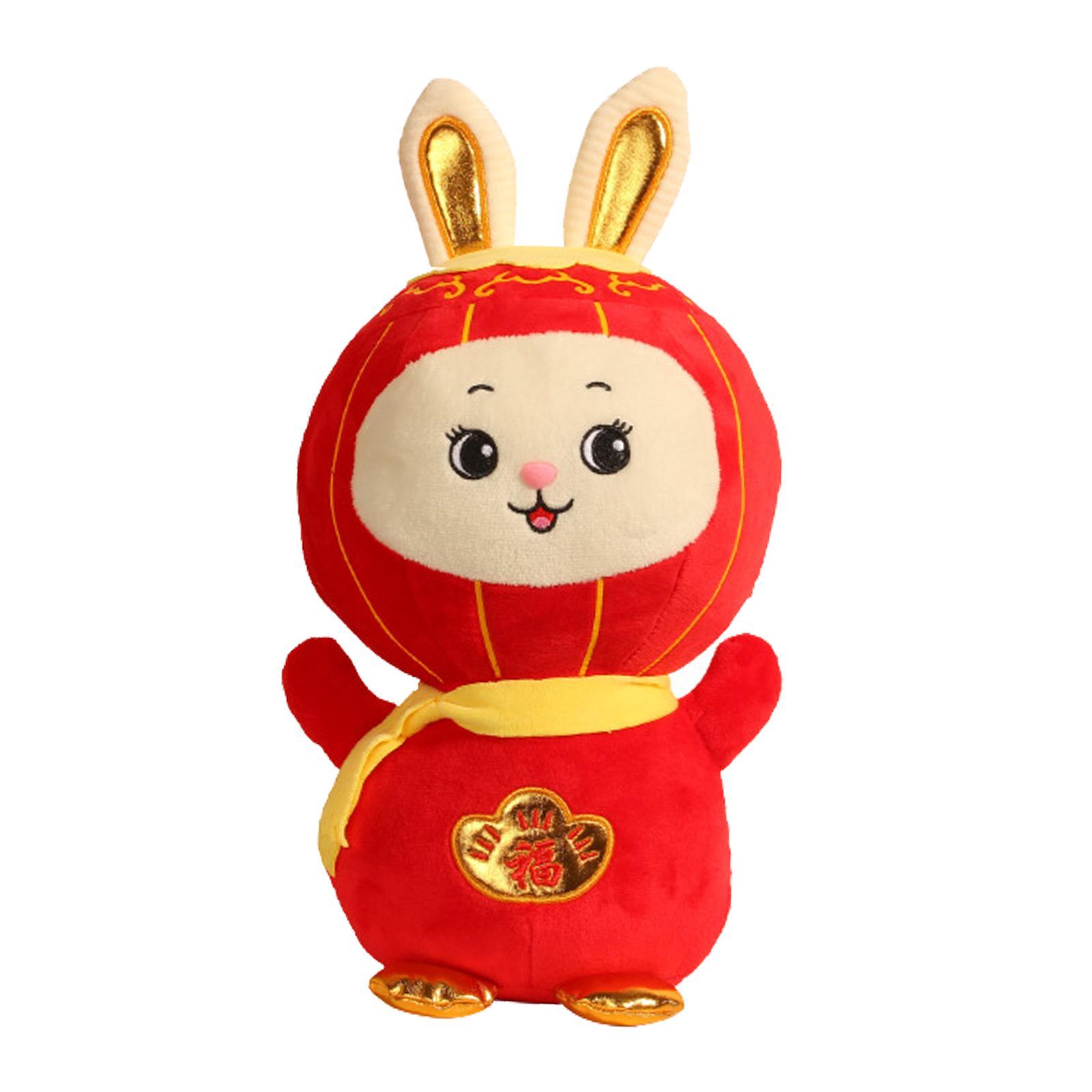 Chinese Lantern Rabbit Plush Doll Animal Doll for Spring Festival Decor