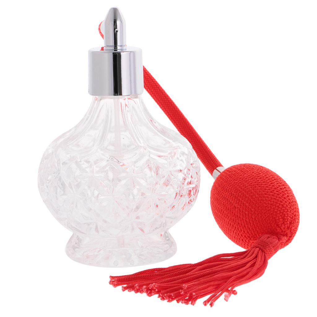 2pcs Empty 100ml Perfume Aftershave Bottle W/ Long Spray Tassels Makeup Tool