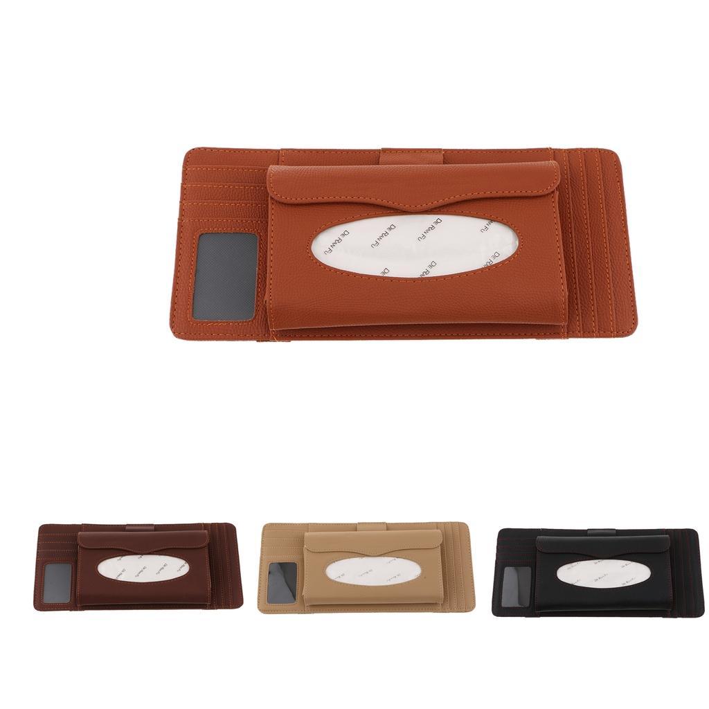 4 CD DVD Pouch Storage Case With Tissue Box Car Sunshade Visor 3 In 1 Beige