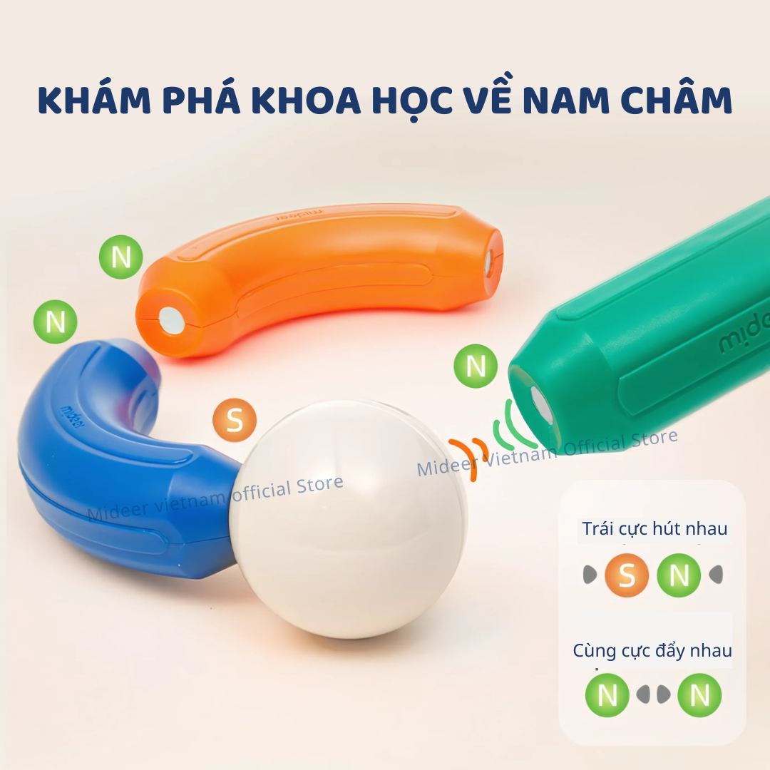 Đồ chơi nam châm xếp hình cho bé Mideer Growth PLUS Magnetic Building Sticks